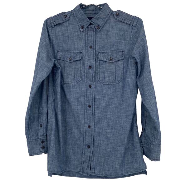 Gap Long Sleeve Denim Boyfriend Fit Button Down Shirt Top - Picture 1 of 4